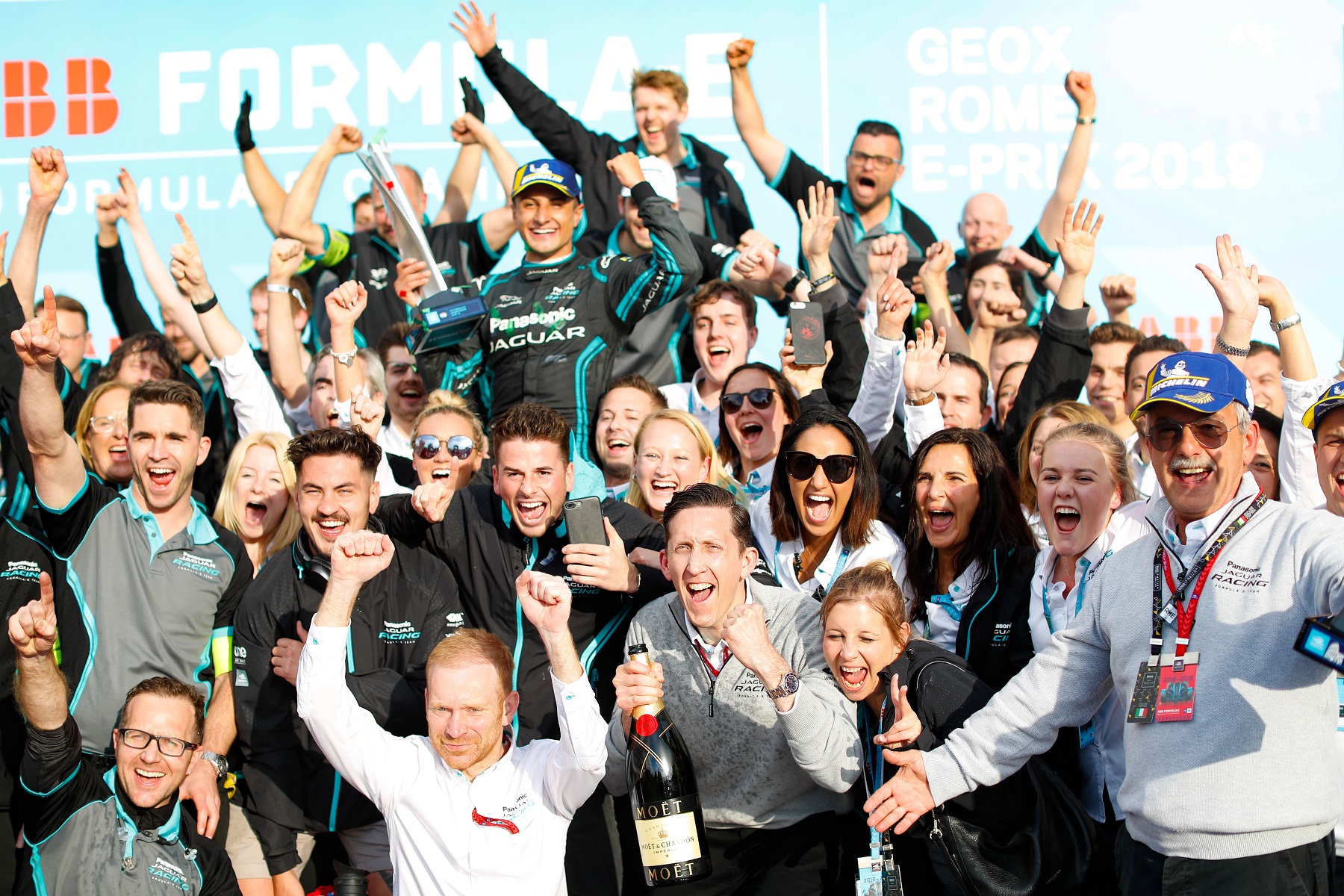 Mich-Evans-James-Barclay-Jaguar-Team-victorious-Rome-podium